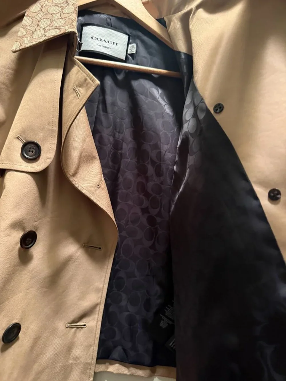 Coach Short Trench Coat With Signature Collar